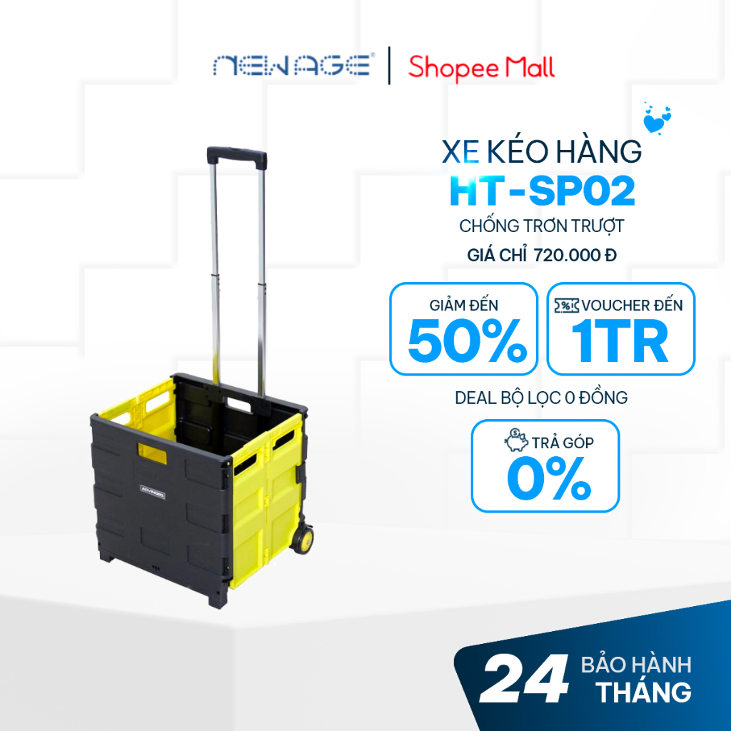 Xe kéo đi chợ gấp gọn 2 bánh đa năng ADVINDEQ HT-SP02, tải trọng 35kg, công nghệ Đài Loan cao cấp, bảo hành 12 tháng