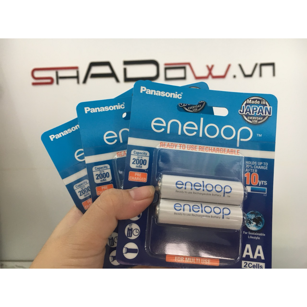 Pin sạc vỉ 2 Eneloop AA 2000mAh made in Japan
