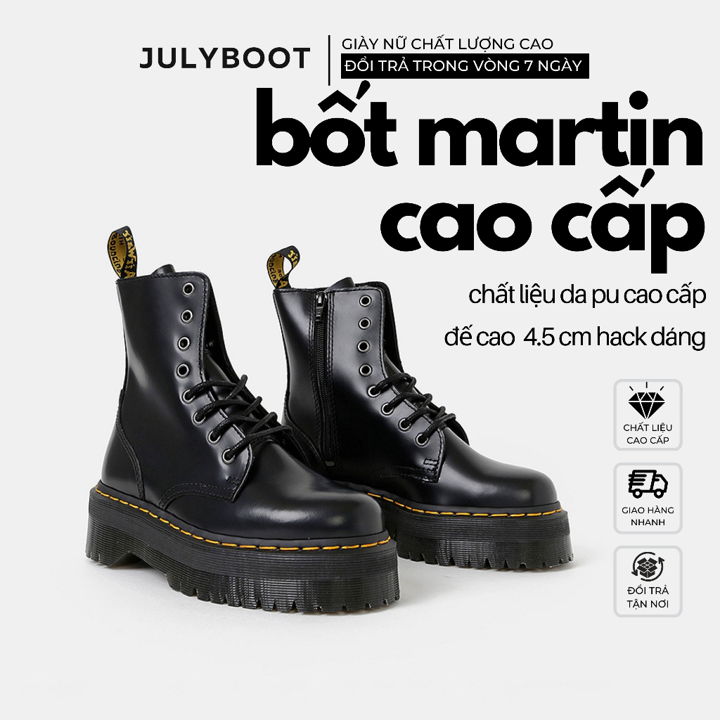 (SẴN) Boot nữ Martin Đế Cao 4.5 cm Cứng Cáp Hàng Cao Cấp Chất Da Dày Dặn (Đế Trong) m