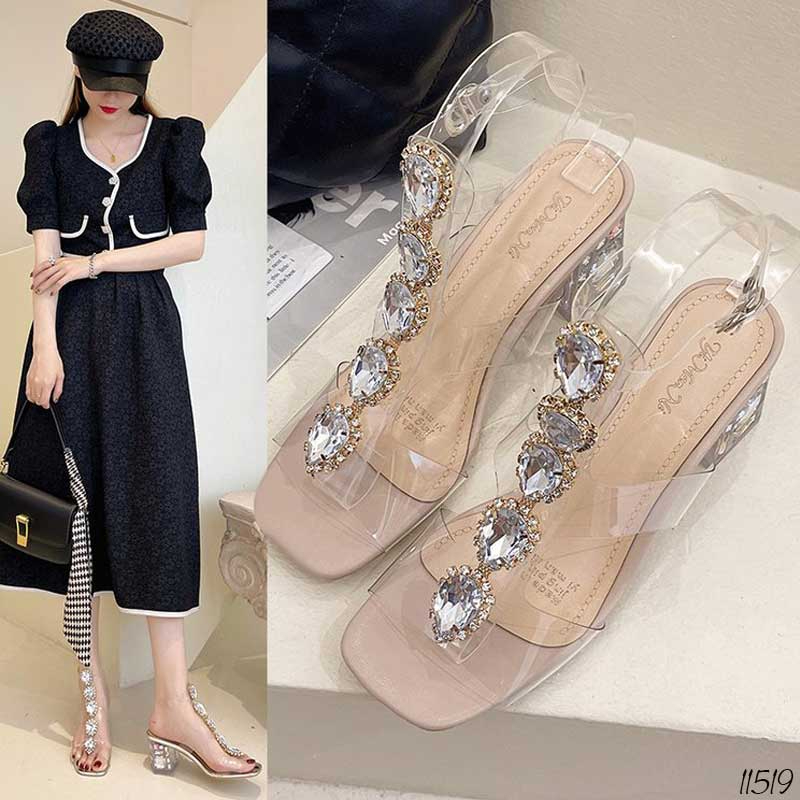 Dép sandal kata cao đính hạt trang trí 11521