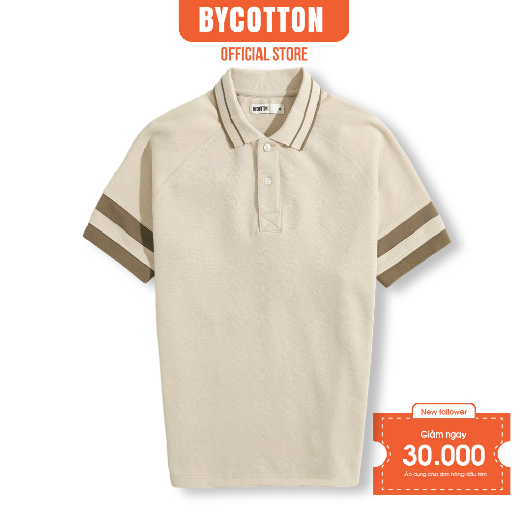 Áo Thun Polo Nam Cổ Bẻ BY COTTON RAGLAN 2 LAYER CREAM 040223 P230204