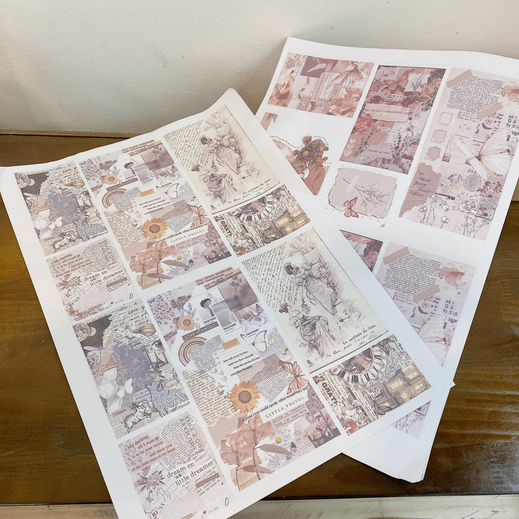 Set giấy nền vintage cổ điển trang trí sổ bullet journal decor dán tường phụ kiện chụp ảnh winzige