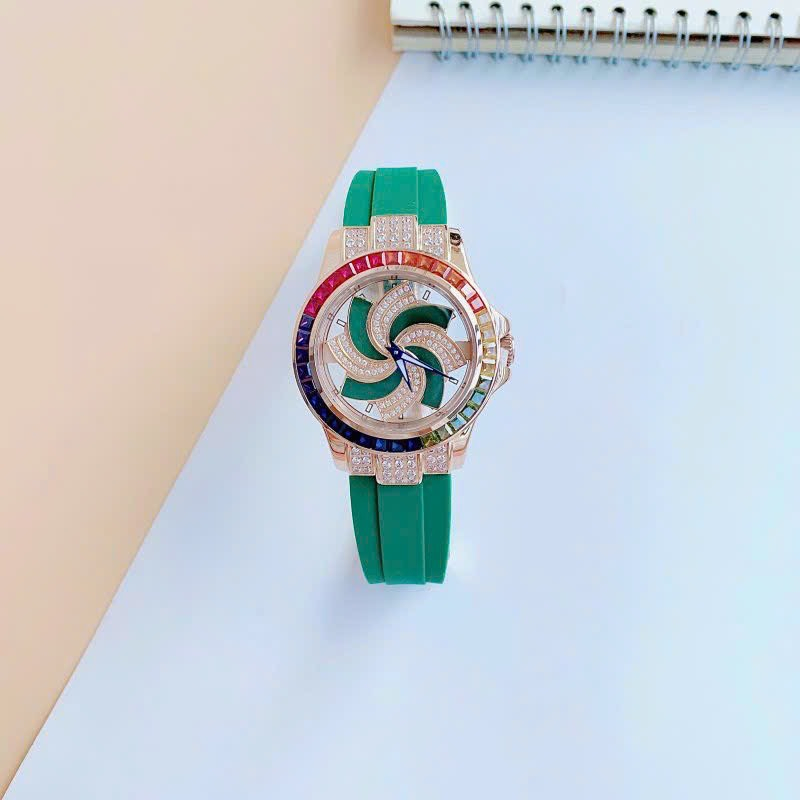 Đồng Hồ Nữ Auth Xcer B0637 Rose Rainbow Green - Vỏ Rose Gold , Máy Quartz - Pin , Size 38mm