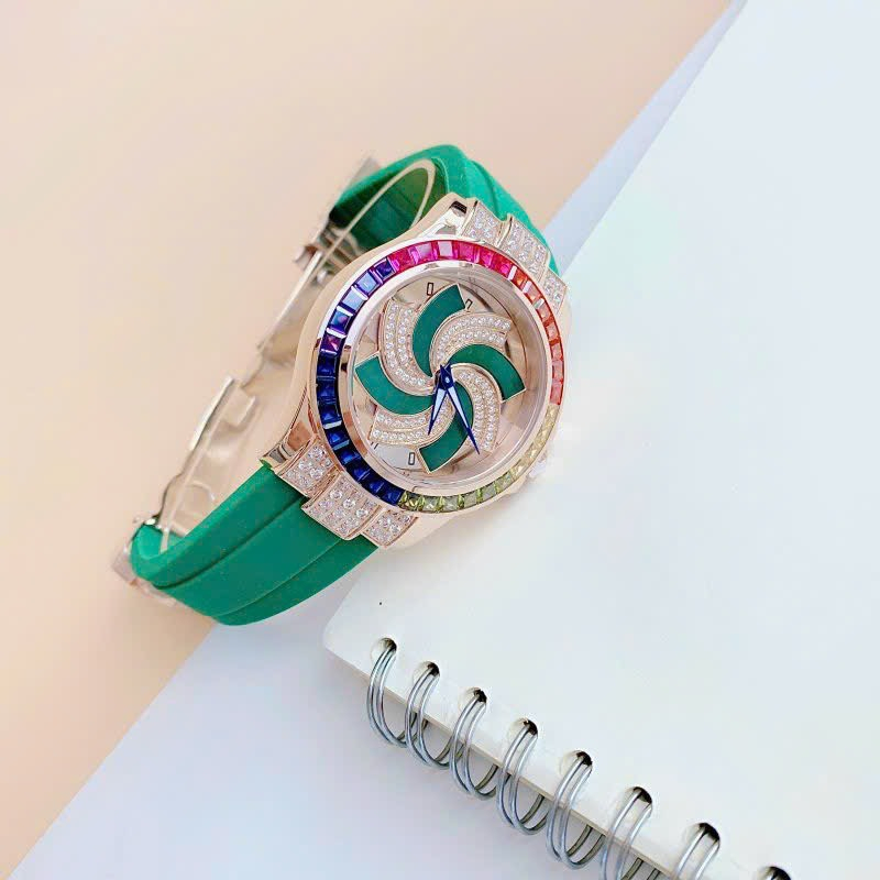 Đồng Hồ Nữ Auth Xcer B0637 Rose Rainbow Green - Vỏ Rose Gold , Máy Quartz - Pin , Size 38mm