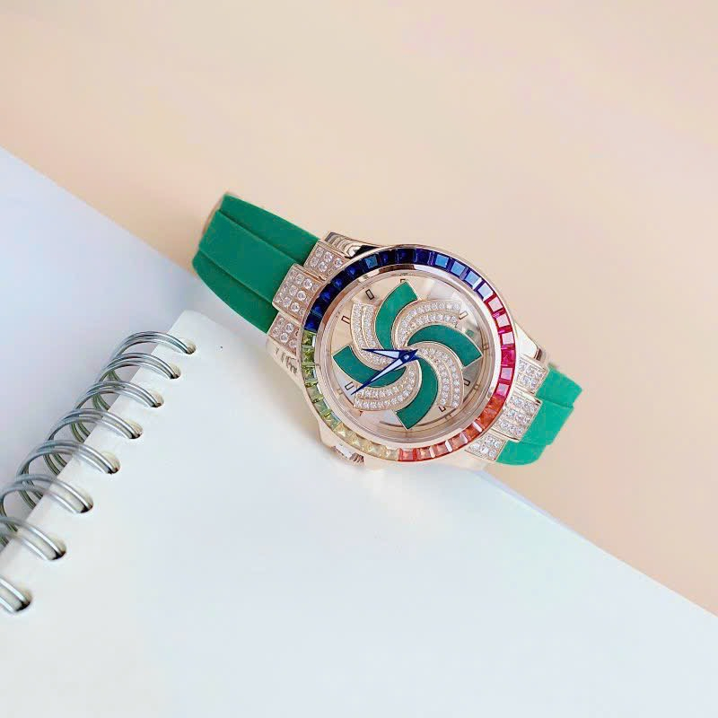 Đồng Hồ Nữ Auth Xcer B0637 Rose Rainbow Green - Vỏ Rose Gold , Máy Quartz - Pin , Size 38mm