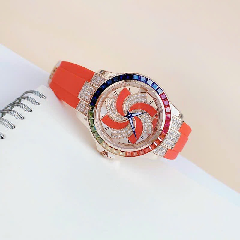 Đồng Hồ Nữ Auth Xcer B0637 Rose Rainbow Red - Màu Đỏ - Vỏ Rose Gold , Máy Quartz - Pin , Size 38mm