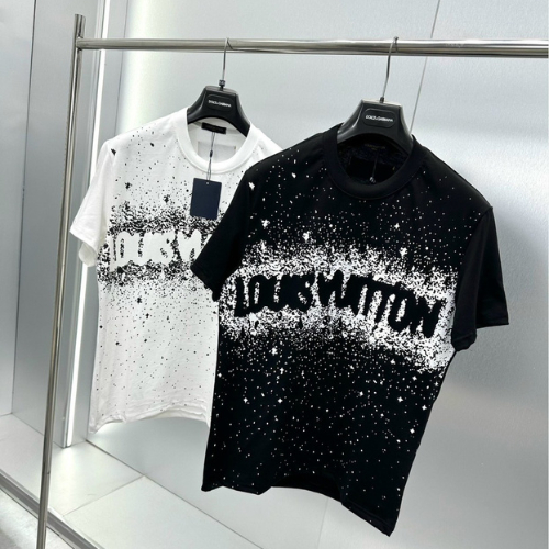 Áo Phông Nam In Chấm Bi Chữ Loang, Áo Thun Cotton Mát Mịn Siêu Đẹp