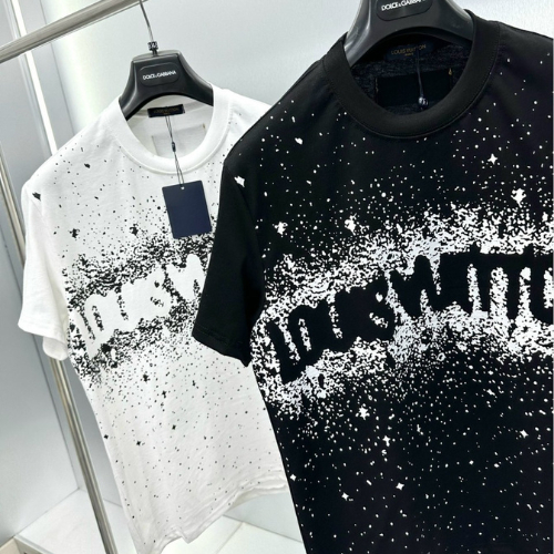 Áo Phông Nam In Chấm Bi Chữ Loang, Áo Thun Cotton Mát Mịn Siêu Đẹp