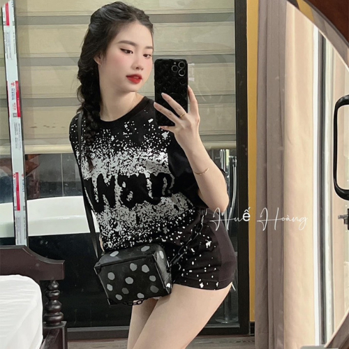 Áo Phông Nam In Chấm Bi Chữ Loang, Áo Thun Cotton Mát Mịn Siêu Đẹp