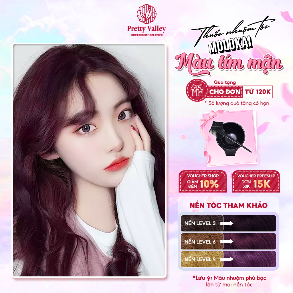Thuốc nhuộm tóc màu tím mận Molokai siêu dưỡng, thuốc nhuộm tóc tại nhà - Pretty Valley Store