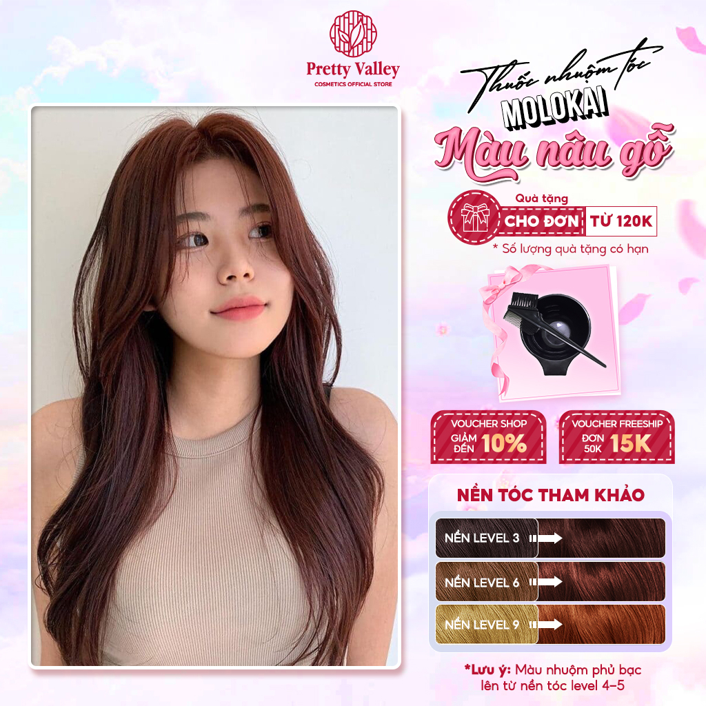 Thuốc nhuộm tóc màu nâu gỗ Molokai siêu dưỡng, thuốc nhuộm tóc tại nhà - Pretty Valley Store