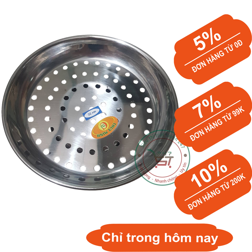 Vỉ xửng hấp xôi bánh inox cách thủy đa năng 22 24 26 cm tiện dụng