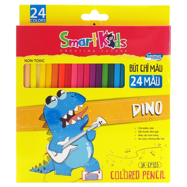 Bút chì màu Smartkids Khủng Long Dino 12/24 màu