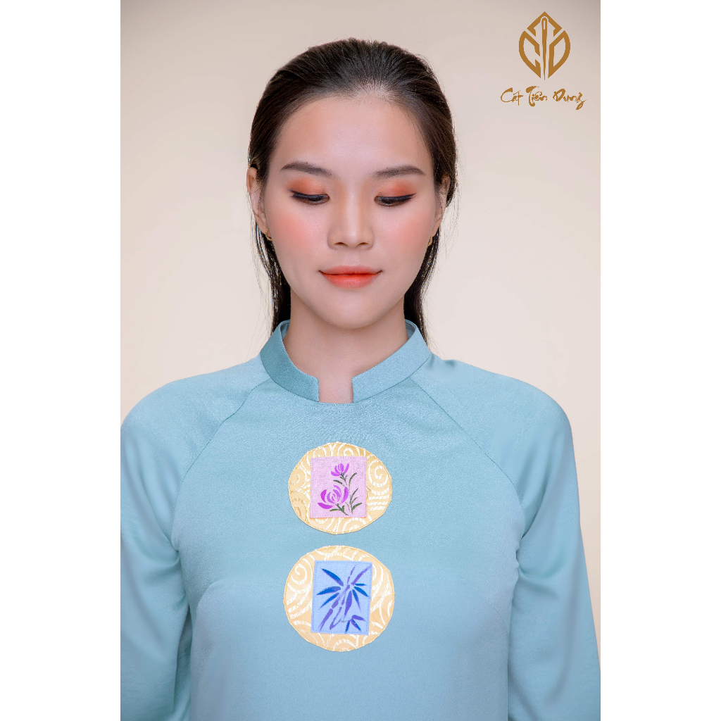 ÁO DÀI LỤA PHÁP PHỐI HỌA CẢNH