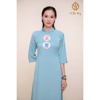 ÁO DÀI LỤA PHÁP PHỐI HỌA CẢNH