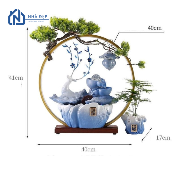 Thác Khói Nước  Phong Thủy An Nhiên Trầm Hương Decor Đèn Led Tượng Hươu Tài Lộc Để Bàn Văn Phòng Kệ Trang Trí