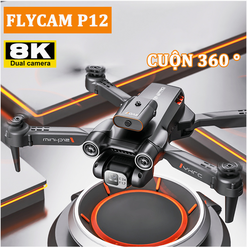 Flycam mini giá rẻ P12 trang bị camera 8k, Play cam điều khiển từ xa chụp ảnh full HD cảm biến chống va chạm bay 20 phút | BigBuy360 - bigbuy360.vn