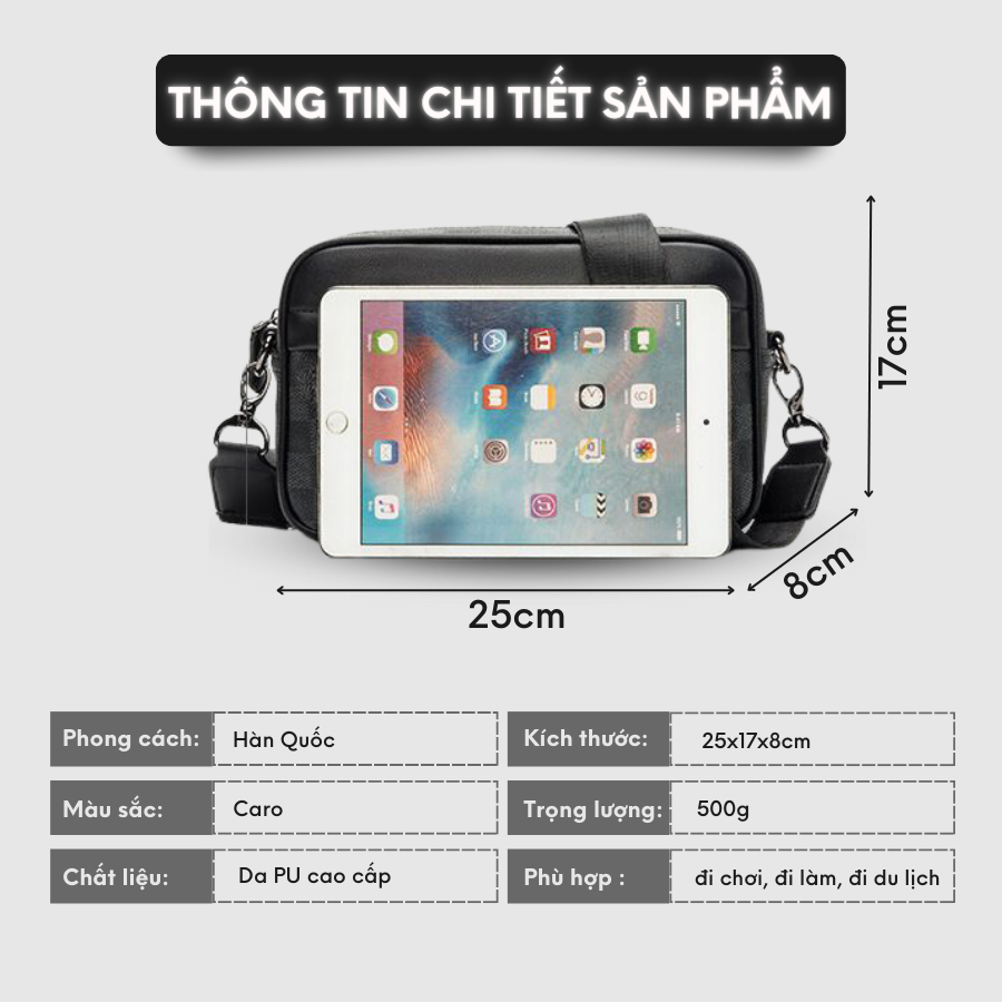 Túi xách nam đeo chéo da PU cao cấp màu caro thời trang cao cấp chống nước Tomado TD04