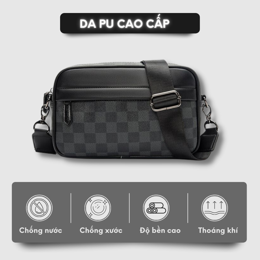 Túi xách nam đeo chéo da PU cao cấp màu caro thời trang cao cấp chống nước Tomado TD04