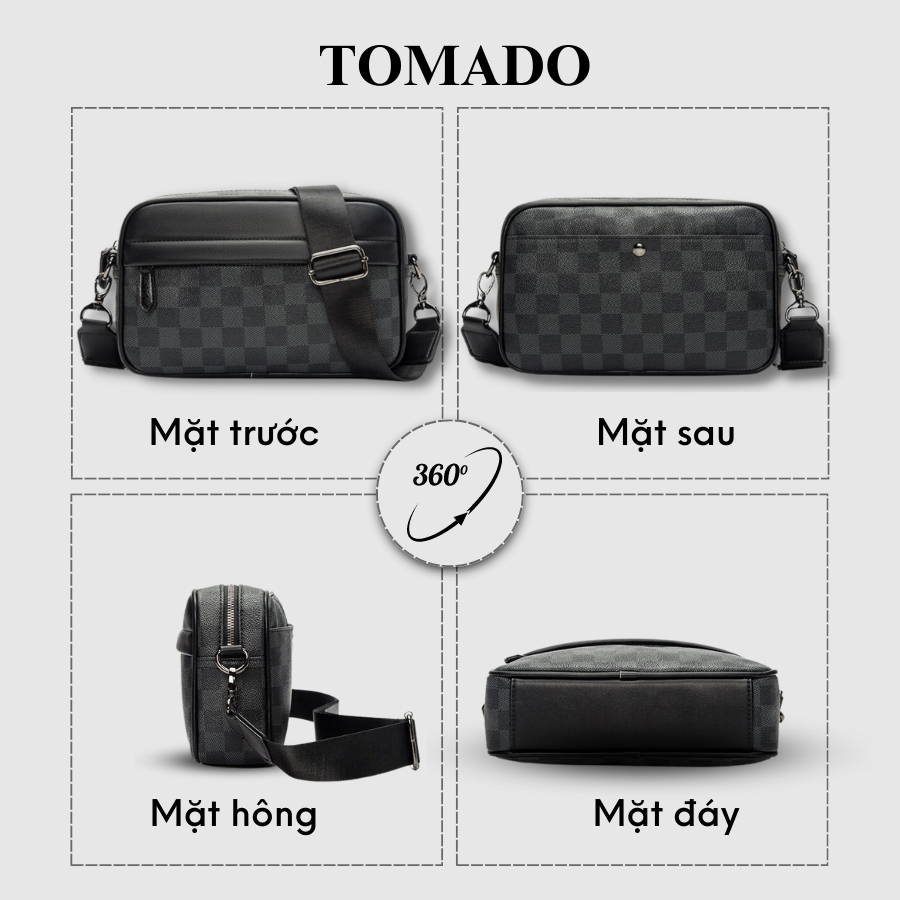 Túi xách nam đeo chéo da PU cao cấp màu caro thời trang cao cấp chống nước Tomado TD04