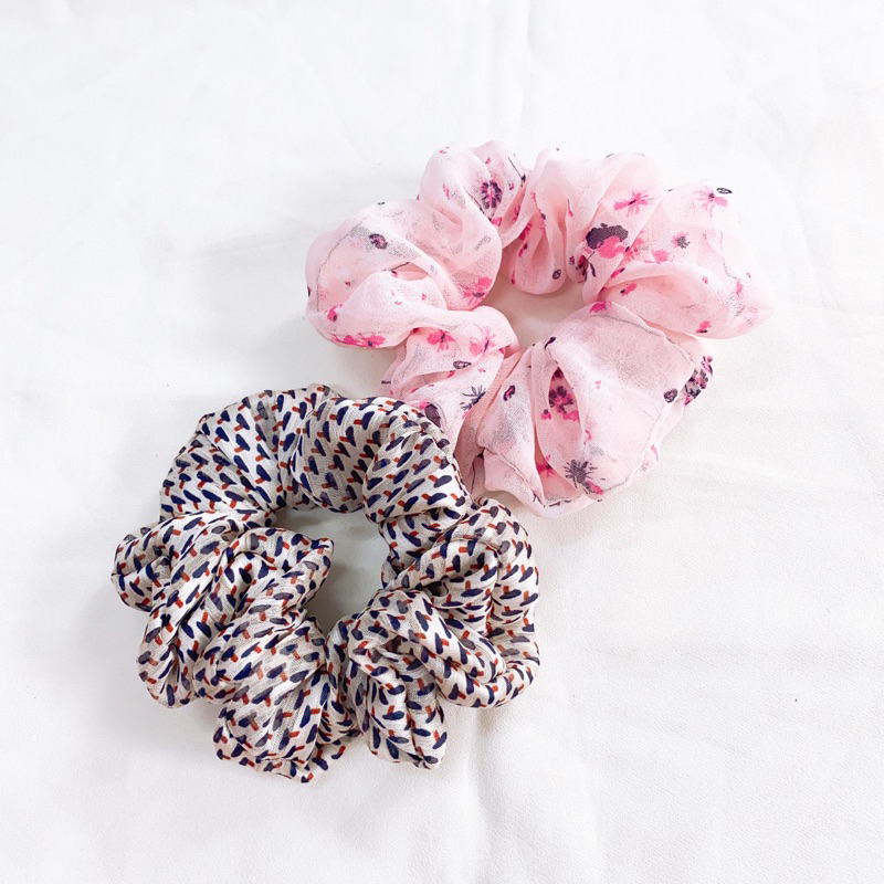 Scrunchies dây buộc tóc vải màu già,người lớn,cổ điển