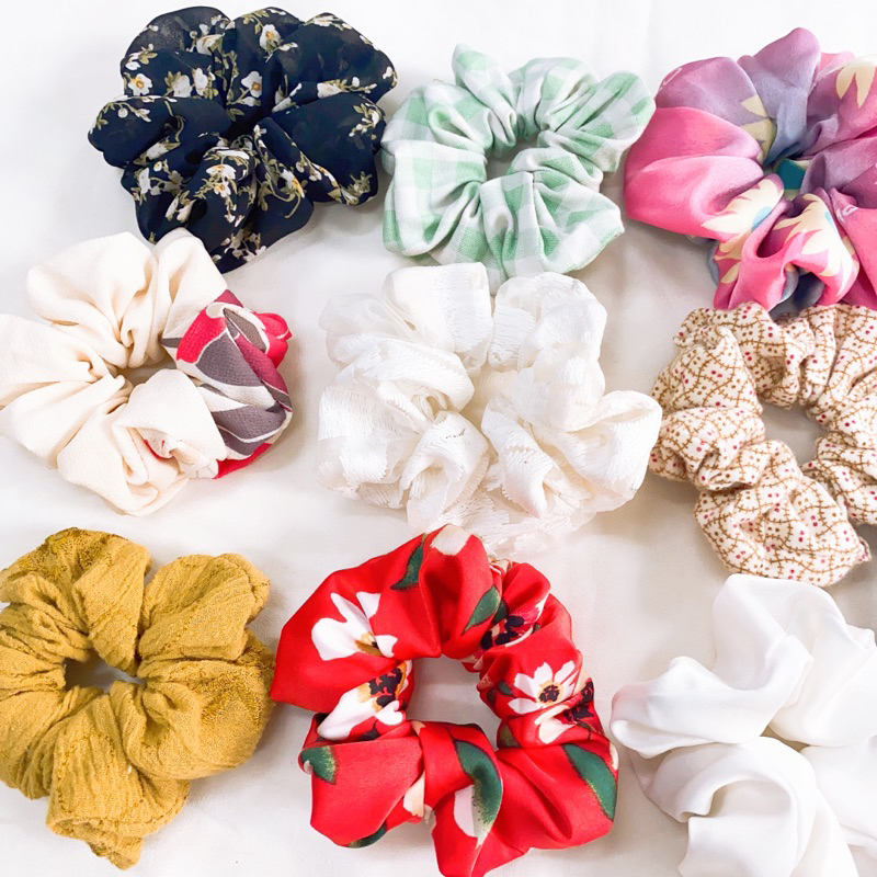 Scrunchies dây buộc tóc vải màu già,người lớn,cổ điển
