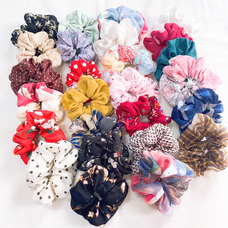 Scrunchies dây buộc tóc vải màu già,người lớn,cổ điển