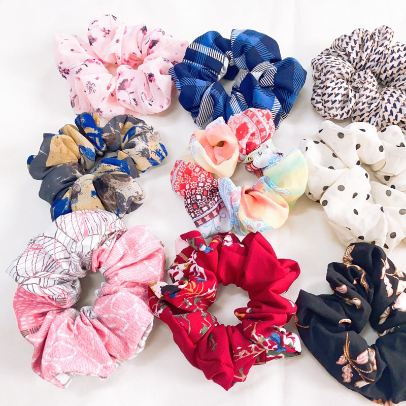 Scrunchies dây buộc tóc vải màu già,người lớn,cổ điển