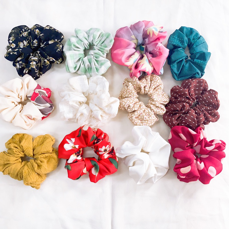 Scrunchies dây buộc tóc vải màu già,người lớn,cổ điển