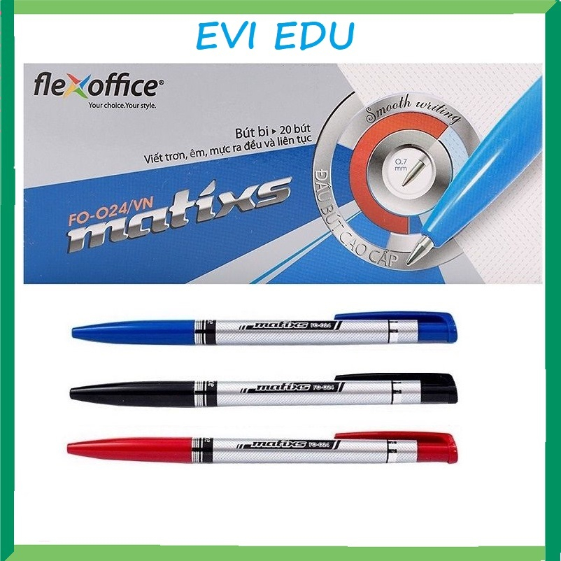 Sỉ - Hộp 20 cây bút bi văn phòng Flexoffice FO-024 / Bút bi nét to FO024 ngòi 0.7mm BPR-05