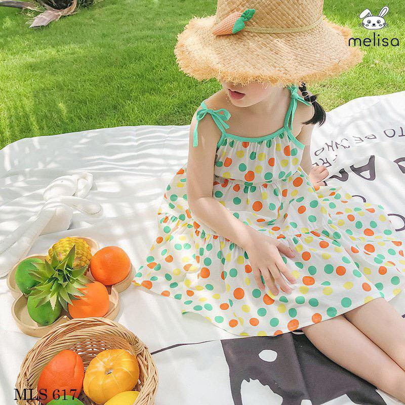 VÁY 2 DÂY MELISA CHẤM BI BÉ GÁI