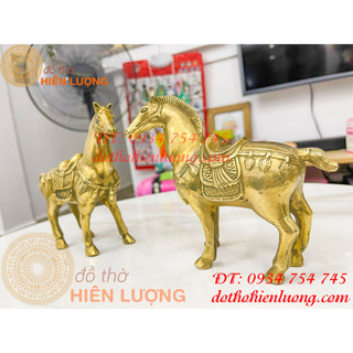 Đôi ngựa thờ bằng đồng (DxRxC:16x6x15,5cm, nặng 1,1kg)