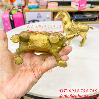 Đôi ngựa thờ bằng đồng (DxRxC:16x6x15,5cm, nặng 1,1kg)