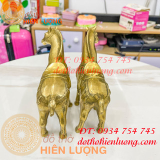 Đôi ngựa thờ bằng đồng (DxRxC:16x6x15,5cm, nặng 1,1kg)