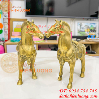 Đôi ngựa thờ bằng đồng (DxRxC:16x6x15,5cm, nặng 1,1kg)