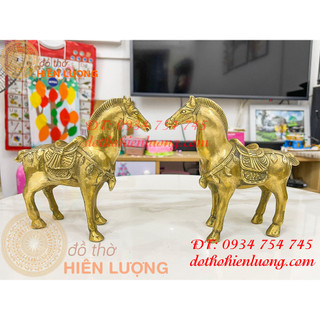 Đôi ngựa thờ bằng đồng (DxRxC:16x6x15,5cm, nặng 1,1kg)