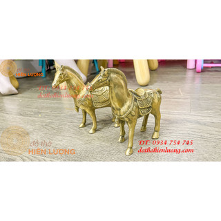 Đôi ngựa thờ bằng đồng (DxRxC:16x6x15,5cm, nặng 1,1kg)