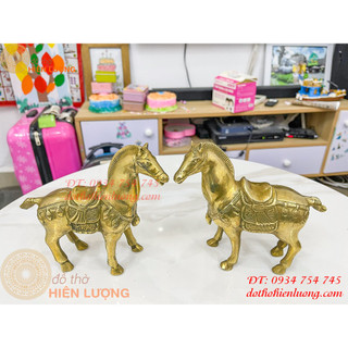 Đôi ngựa thờ bằng đồng (DxRxC:16x6x15,5cm, nặng 1,1kg)