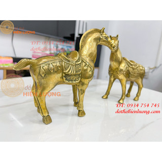 Đôi ngựa thờ bằng đồng (DxRxC:16x6x15,5cm, nặng 1,1kg)