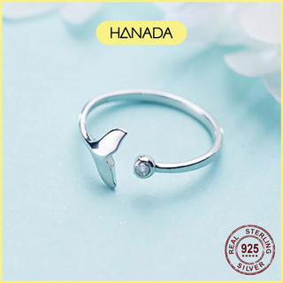 Nhẫn Bạc 925 Hanada Nhẫn Đuôi Cá 1 Đá 0037 O1