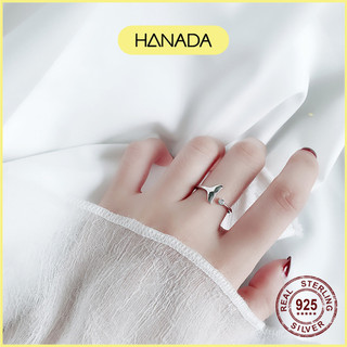 Nhẫn Bạc 925 Hanada Nhẫn Đuôi Cá 1 Đá 0037 O1