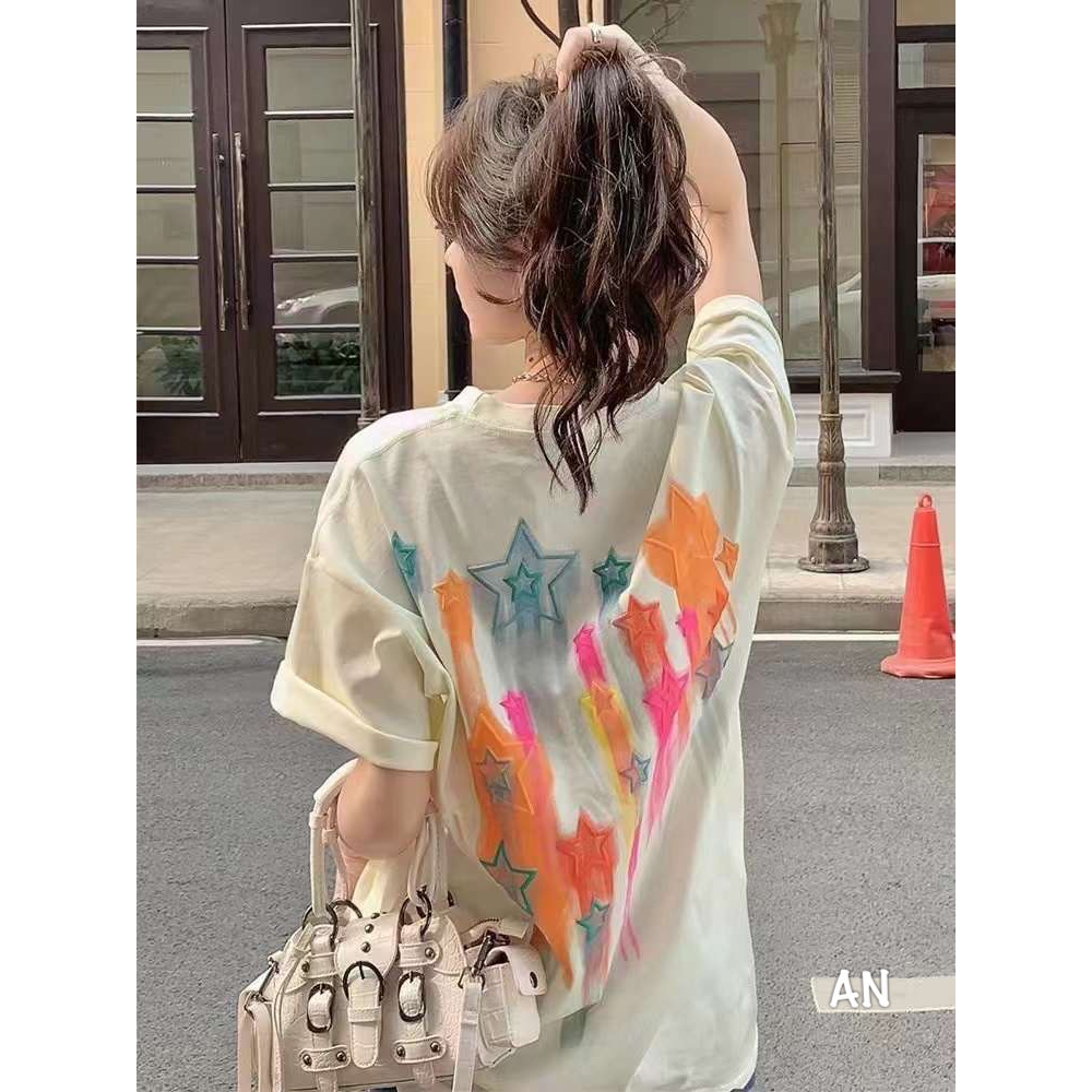 Áo thun ngắn tay áo pull nữ ngắn tay hình sao sắc màu nổi bật Bối Shop SP003635