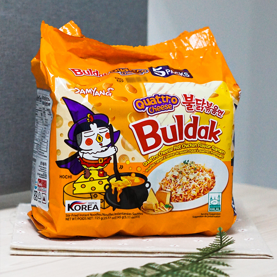 5 Gói mì khô gà cay phô mai Quattro Samyang