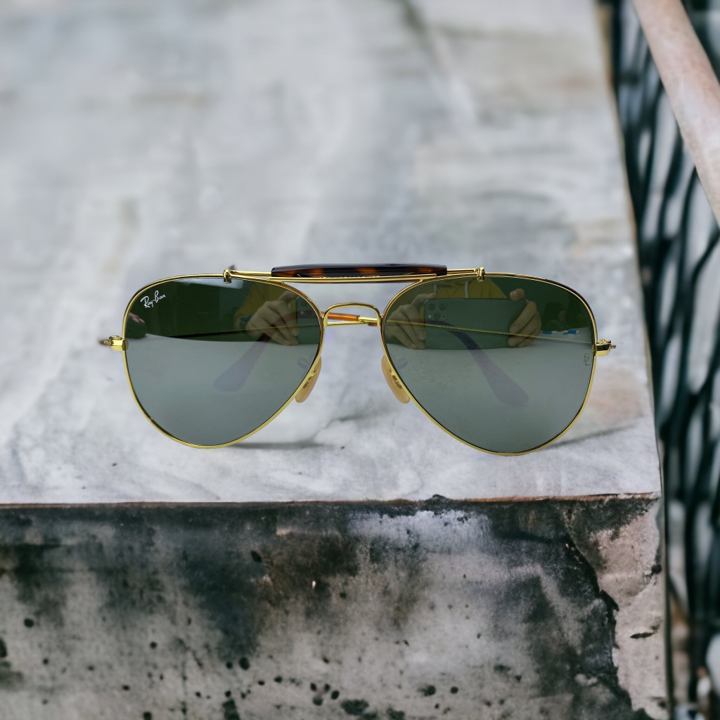 Rayban chính hãng nguyên zin bọc vàng 12k mắt tráng gương cực đẹp - thời trang - chống tia UV