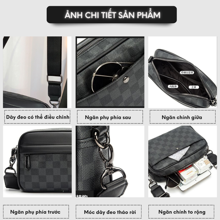 Túi xách nam đeo chéo da PU cao cấp màu caro thời trang cao cấp chống nước Tomado TD04