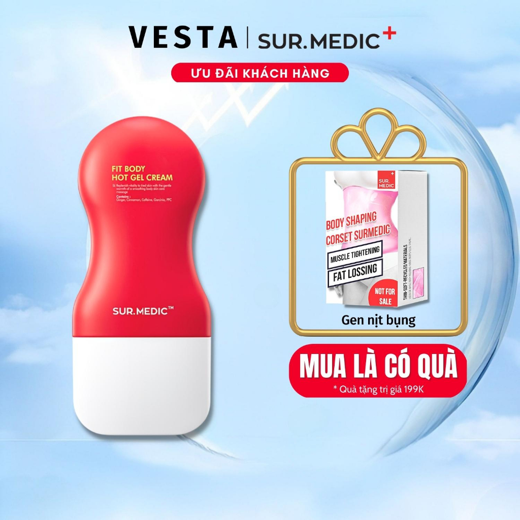 Thanh Lăn Massage Sur Medic Body Fit Body Hot Gel Cream Tan Mỡ Săn Cơ