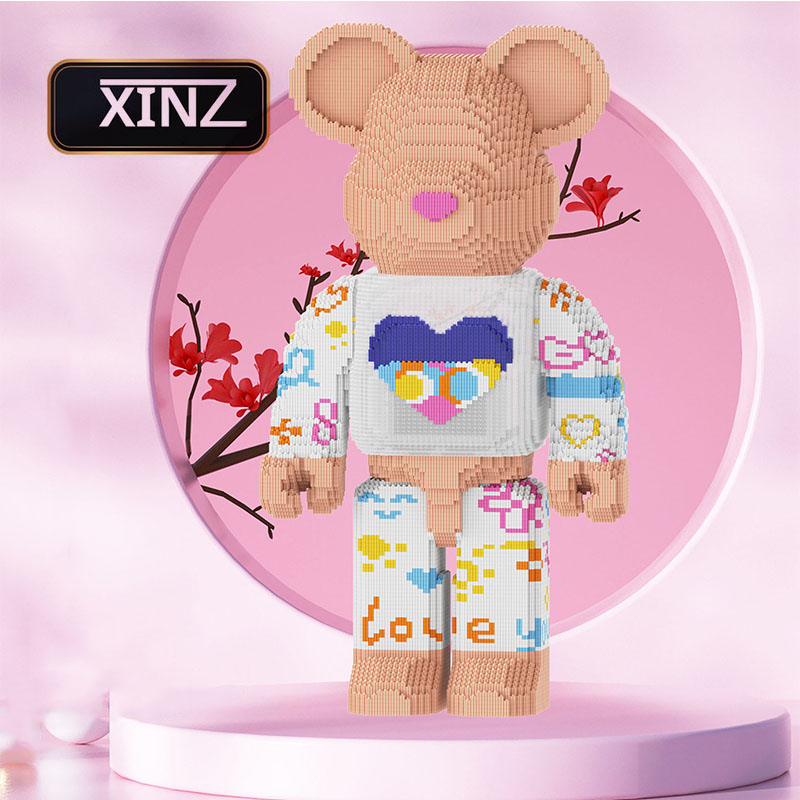 Mô hình lắp ráp lego bearbrick 90cm XINZ đồ chơi lắp ráp cỡ lớn hình thú gấu violent bears