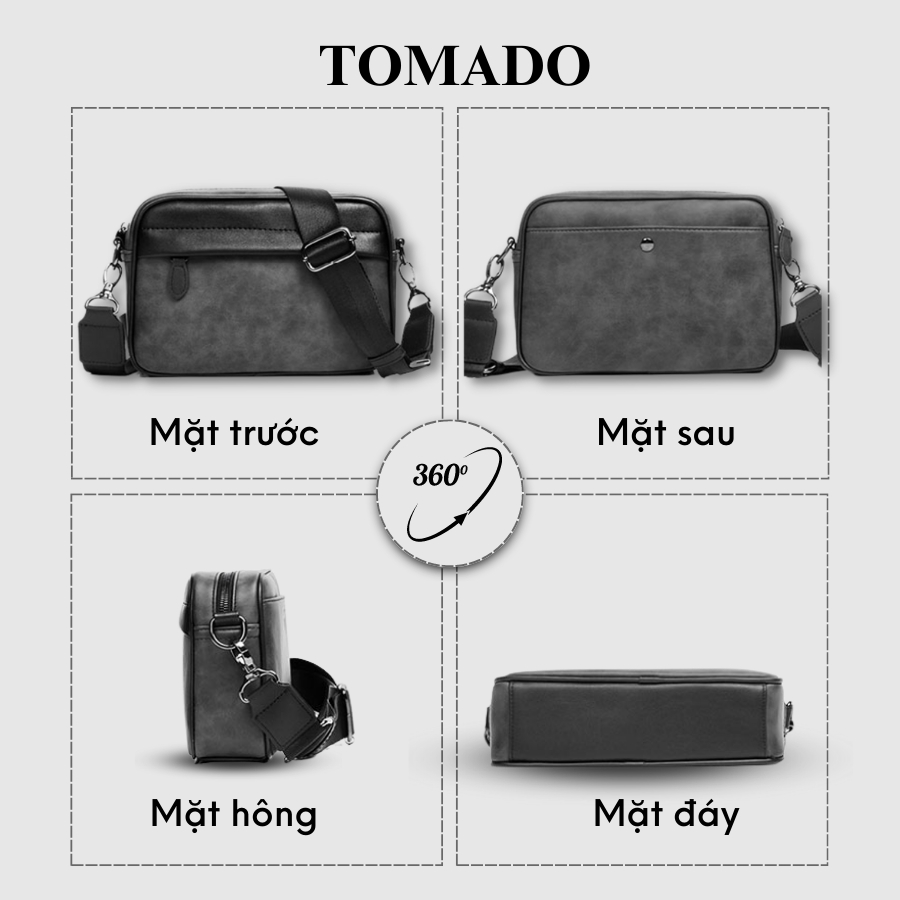 Túi đeo chéo nam da trơn PU cao cấp dáng chữ nhật thời trang cá tính chống thấm nước Tomado TD05