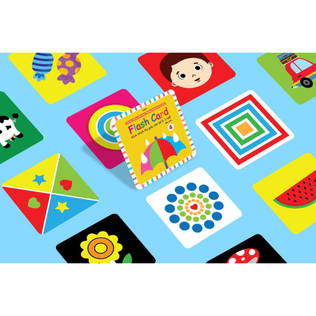 Bộ 4 cuốn thẻ học kích thích thị giác cho bé