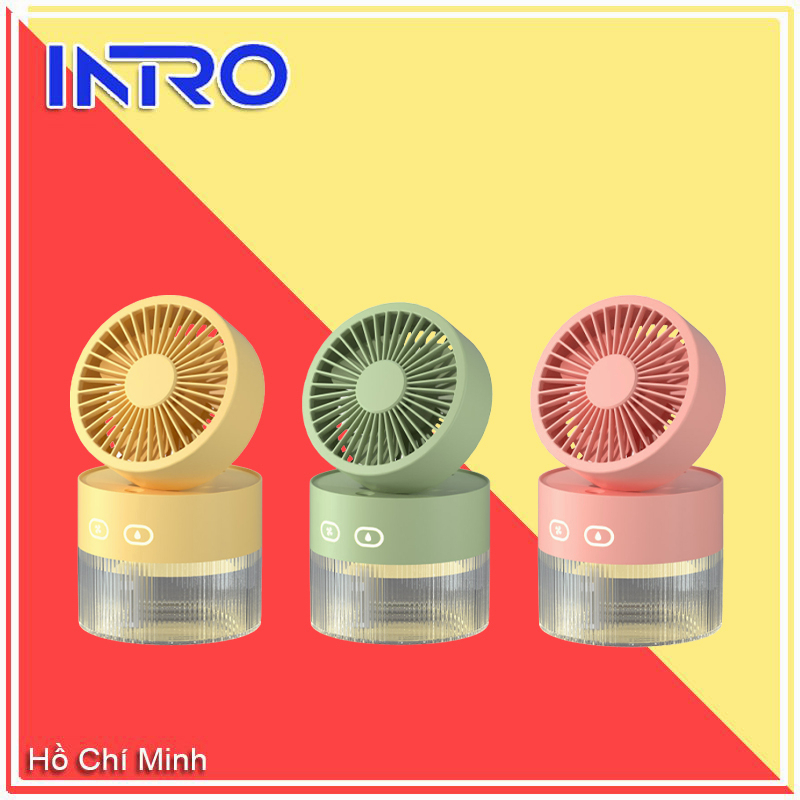 Quạt mini đa chức năng 2 trong 1 bộ sạc USB làm mát bằng nước 350ML bộ khuếch tán tinh dầu, máy tạo độ ẩm với đèn LED